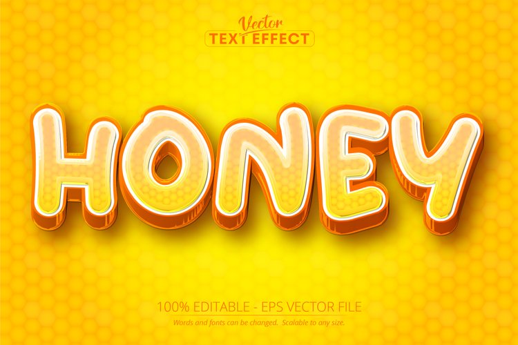 Cartoon text effect, editable honey text and comic text example image 1