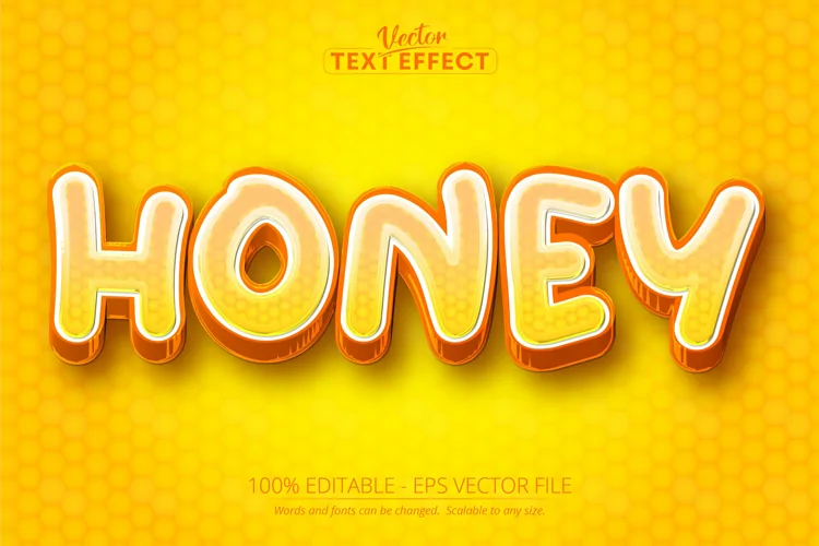 Cartoon text effect, editable honey text and comic text