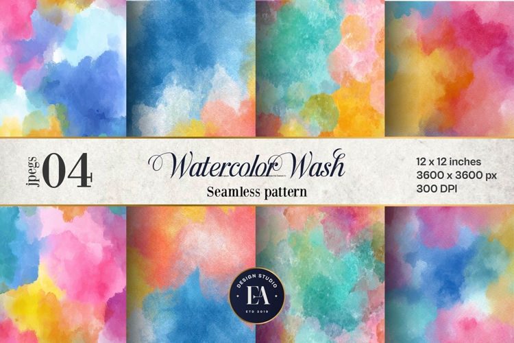 Watercolor Wash Digital Paper | Seamless Rainbow Texture