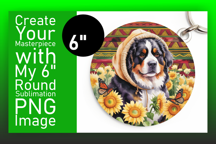 Bright Round Design for Keychains , Cute Dog