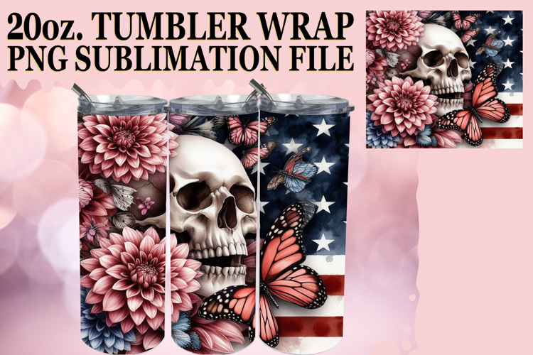 RADIANT ADVENTURES 20oz TUMBLER WRAP, Skull USA