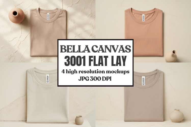 Folded Bella Canvas 3001 Flat Lay T-Shirt mockup