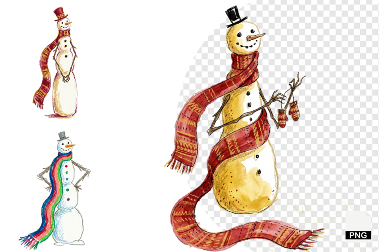 Whimsical Snowman PNG
