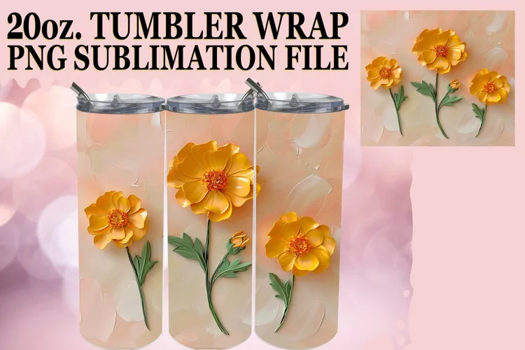 White Flower Paradise: Tumbler Wrap Sublimation