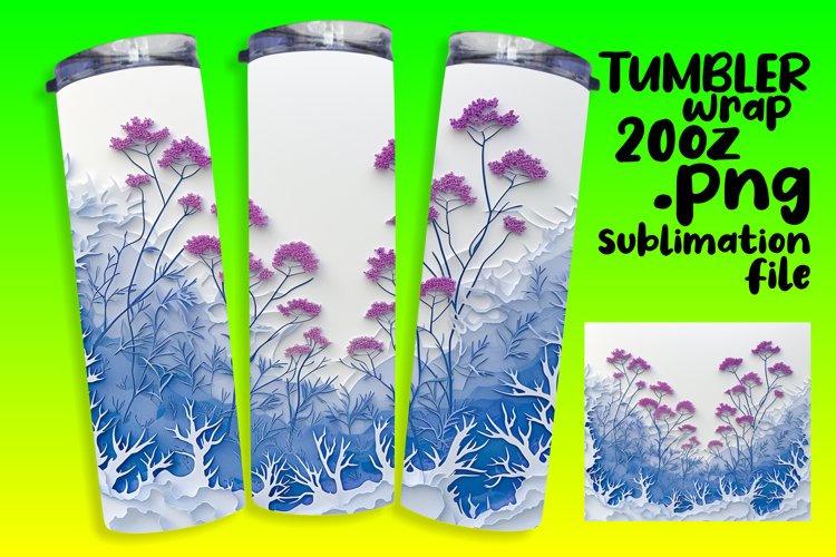 3D Flower in Hole Wrap for 20oz Tumbler Sublimation
