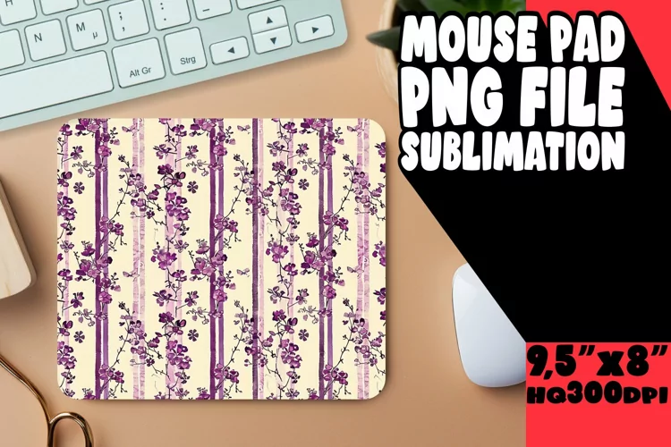Sleek Stripe & Petal Mouse Mat - Minimalist Desk Decor