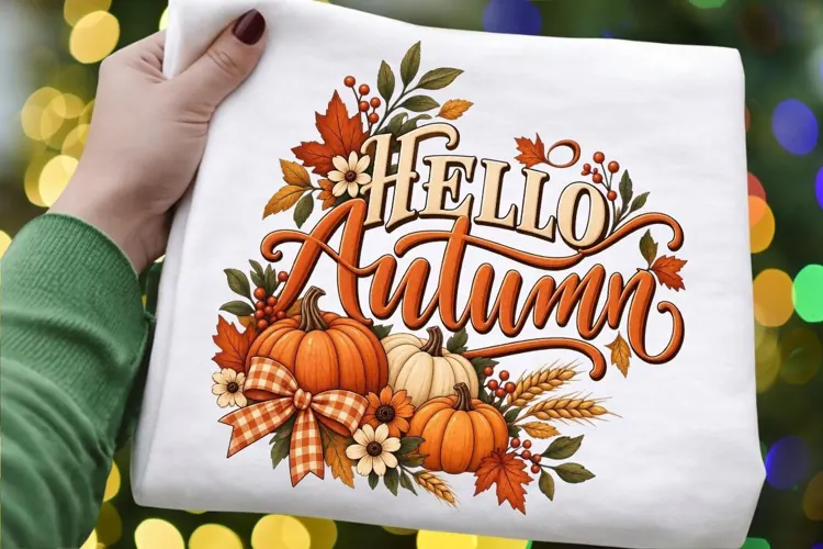 Hello Autumn Pumpkin PNG, Rustic Fall Harvest Floral