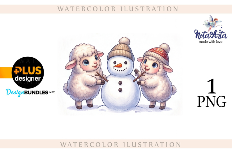 Christmas Sheep in Watercolor Style