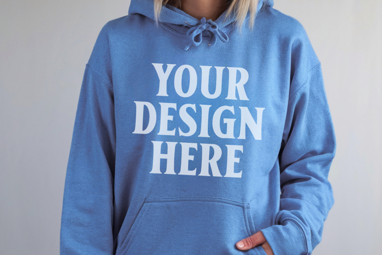 Indigo Blue Gildan 18500 Hoodie Mockup, G18000 Hoodie Mod
