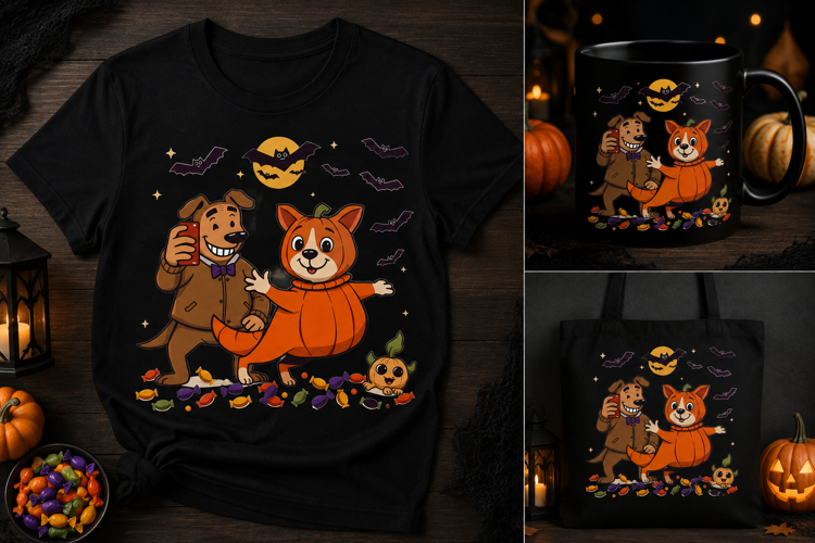 Halloween Dog & Pumpkin Costume PNG | Spooky Pet Clipart