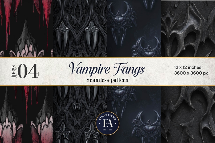 Vampire Fangs Pattern, Dark Gothic Teeth Digital Paper