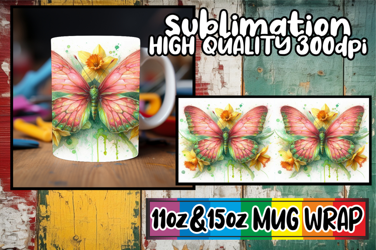 Radiant adventures 11oz 15oz sublimation wrap, Butterfly