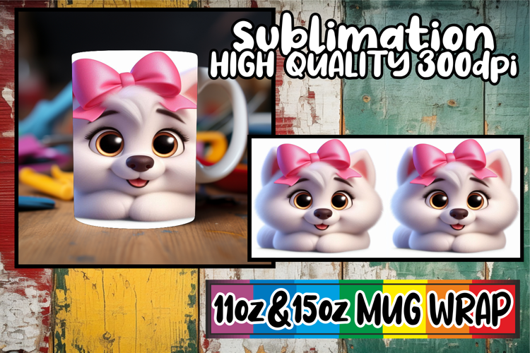 Blissful heart 11oz 15oz sublimation wrap, 3D Dog