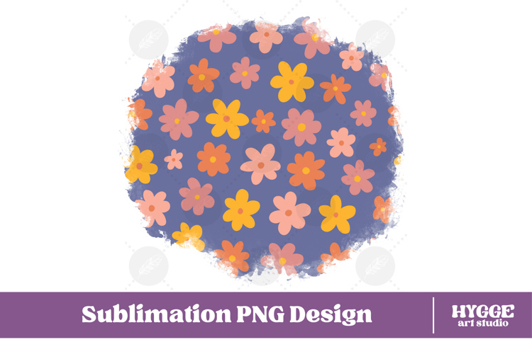 Retro Flowers Background Png Floral Paper Sublimation Splash