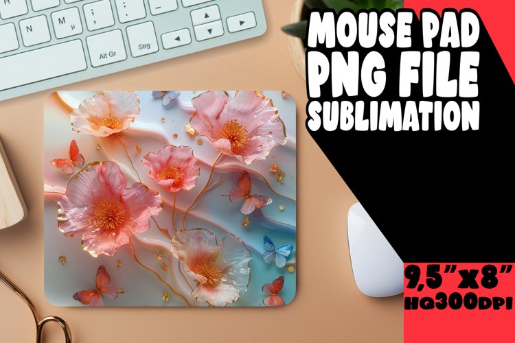 3D Marble and Flower Mouse Pad Pattern example image 1
