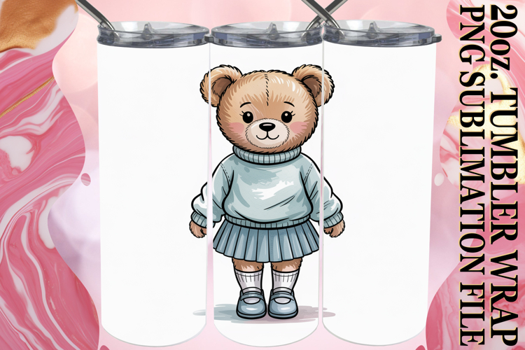 RADIANT GIFT 20oz TUMBLER WRAP, Teddy Bear