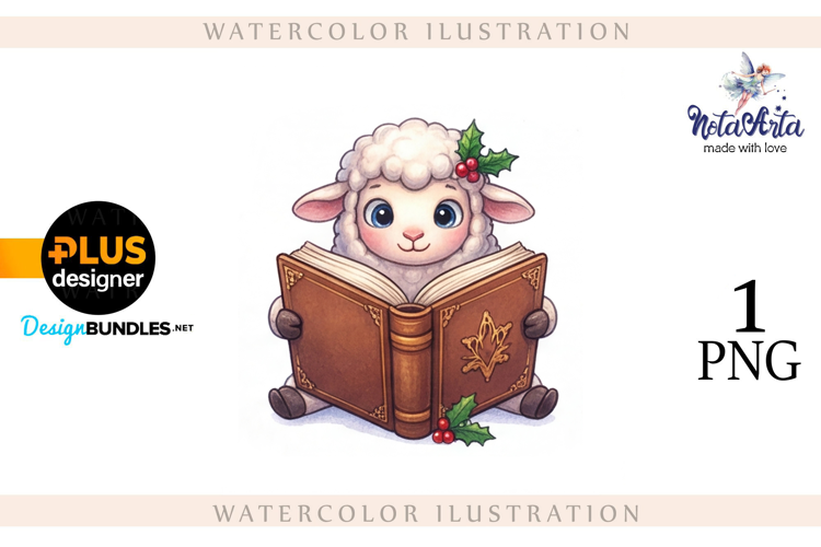 Christmas Sheep in Watercolor Style
