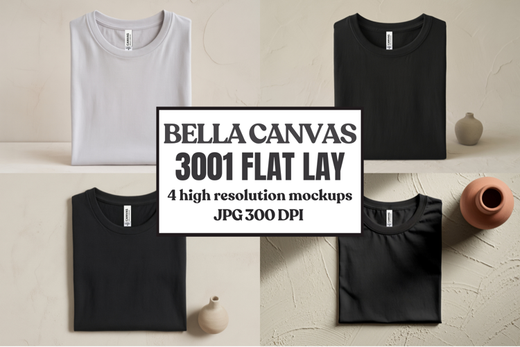 Folded Bella Canvas 3001 Flat Lay T-Shirt mockup