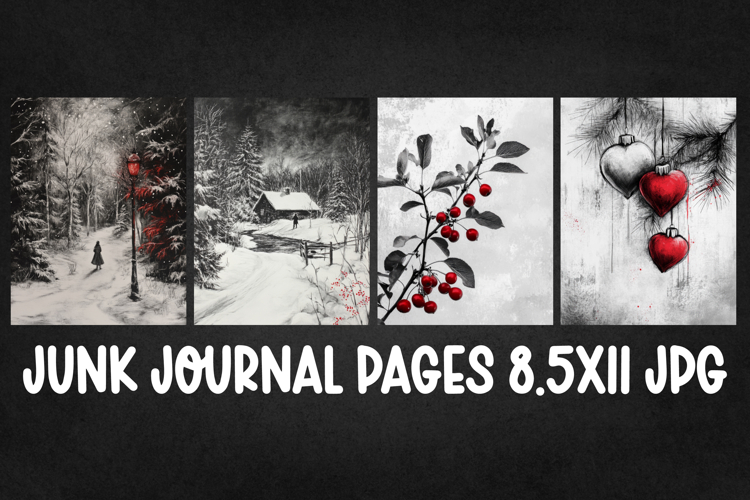 4 Christmas Digital Papers I Christmas Junk Journal Pages