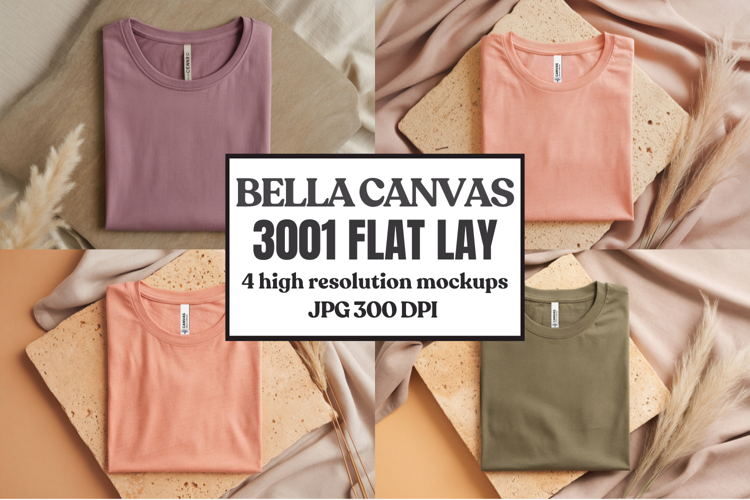 Bella Canvas 3001 Flat Lay T-Shirt Mockup