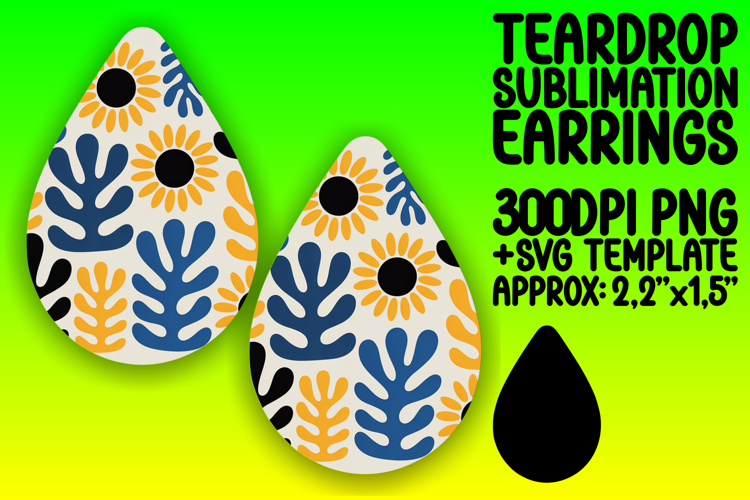 Bright Teardrop Earrings Artwork PNG , Flowers