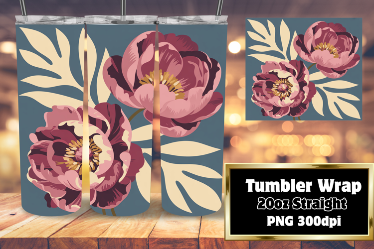 VIBRANT 20oz Tumbler Artwork for Sublimation , Flowers