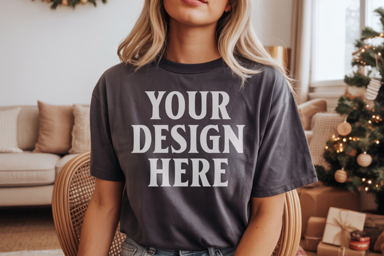 Comfort Colors 1717 Pepper Christmas T-Shirt Mockup, Boho