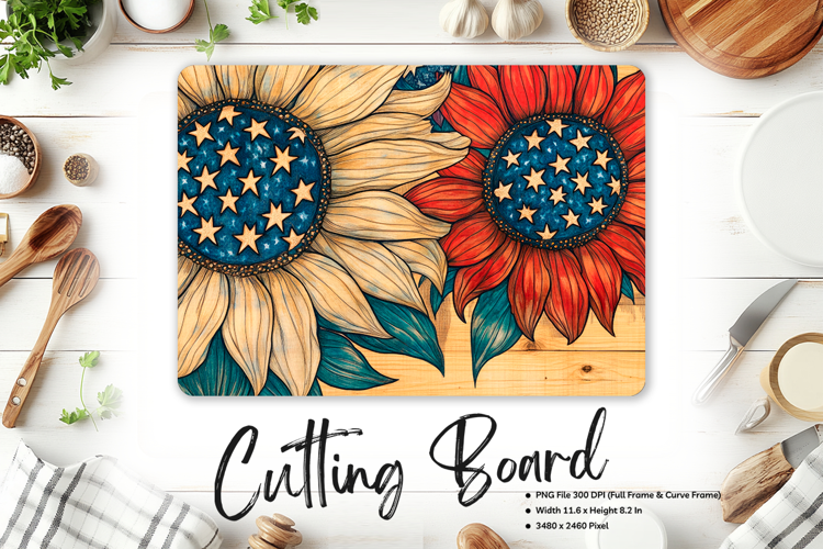 Patriotic Cutting Board USA Flag 4 of July Chopping Board144