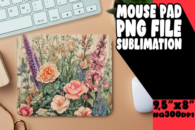 Vintage Style Retro Blossom Mouse Pad Print example image 1