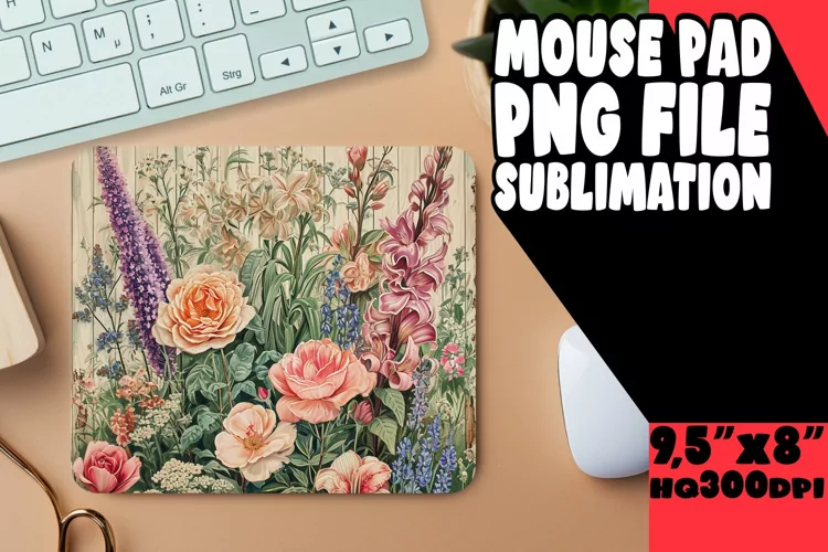 Vintage Style Retro Blossom Mouse Pad Print