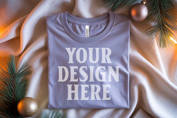 Christmas Bella Canvas 3001 Heather Dust Folded Tshirt Mocku