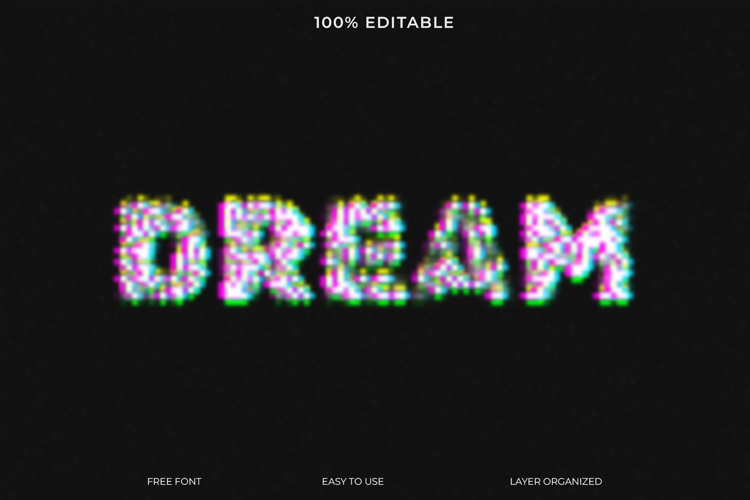 Dream Glitch Text Effect Photoshop Template