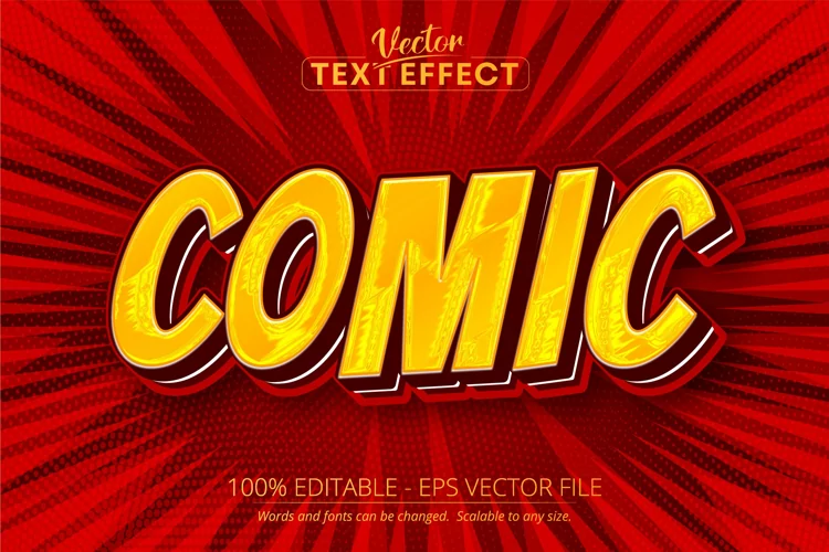 Cartoon text effect, editable comic text style