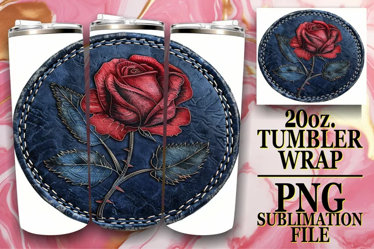 Denim Flower Tumbler Design Spring 20oz