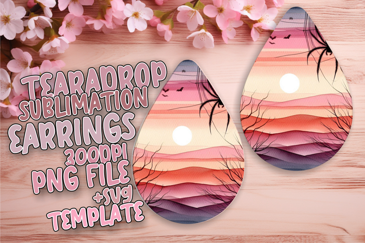 Dynamic Teardrop Earrings Design Template , Halloween