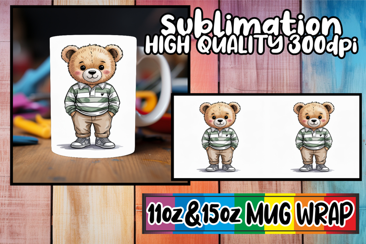 Refreshing moments sublimation mug wrap, Teddy Bear