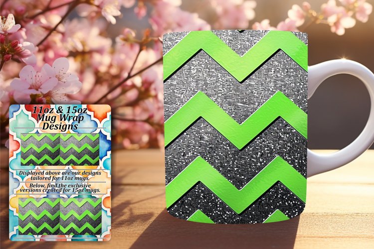 Colorful Glitter Stripe 11oz/15oz Mug Wrap Art