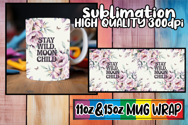Joyful vibes 11oz 15oz sublimation wrap, Flower Quote example image 1