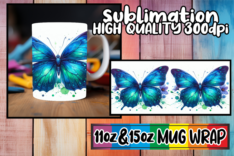 Blissful moments 11oz 15oz sublimation wrap, Butterfly