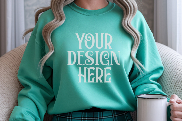 Christmas Gildan 18000 Irish Green Crewneck Sweatshirt Mocku