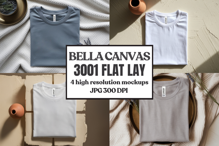 Folded Bella Canvas 3001 Flat Lay T-Shirt mockup