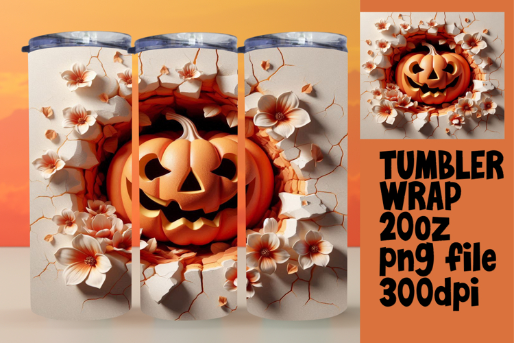 CLASSY PNG Tumbler Design 20oz , 3D Pumpkin
