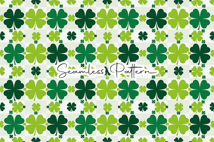 Multi-Tone Green Shamrock Grid Pattern - Leprechaun & Clover