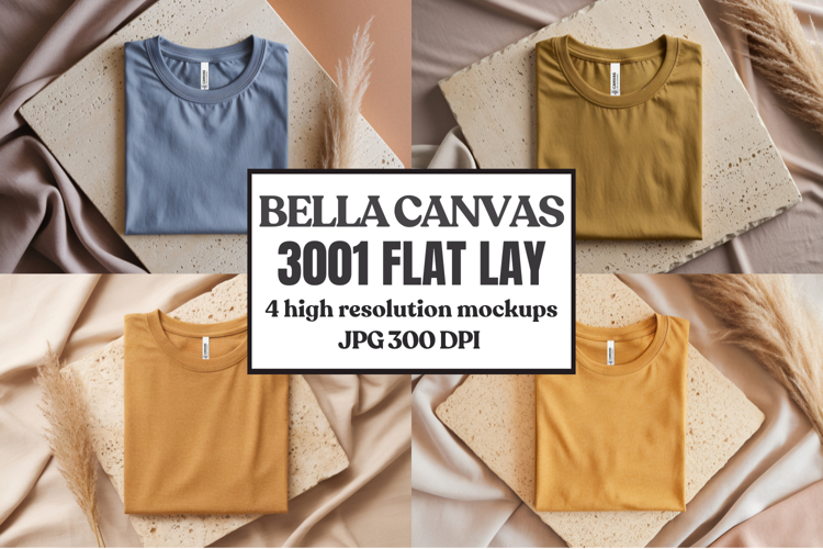Bella Canvas 3001 Flat Lay T-Shirt Mockup