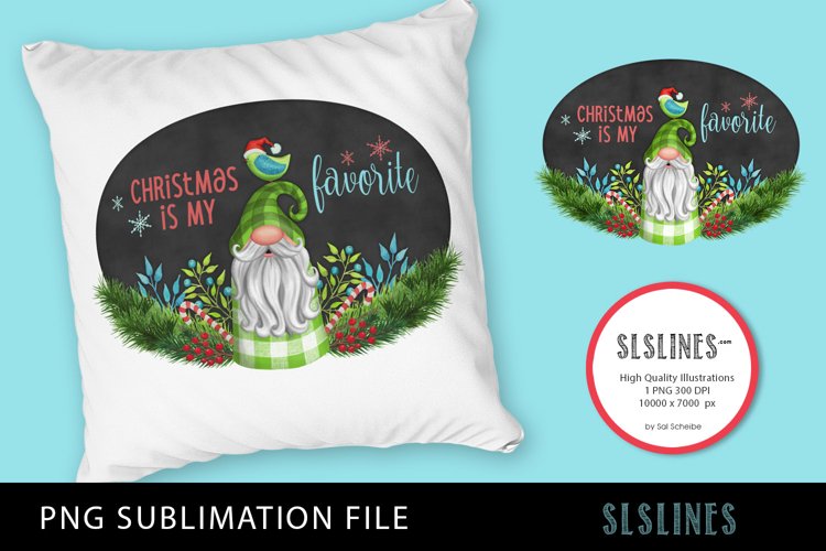 Christmas Gnome Green Plaid PNG sublimation example image 1