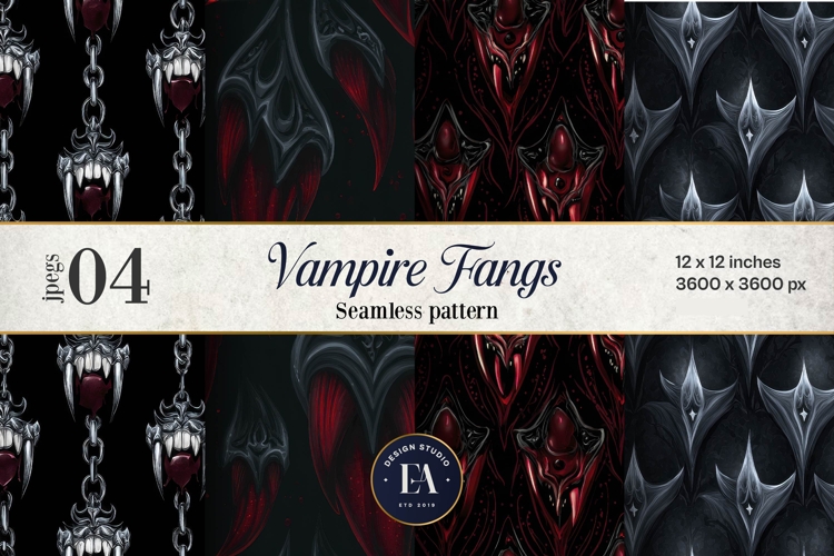 Vampire Fangs Pattern, Dark Gothic Teeth Digital Paper