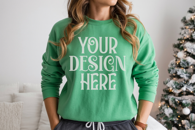 Christmas Gildan 18000 Irish Green Crewneck Sweatshirt Mocku