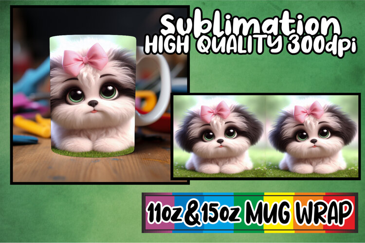Radiant evenings 11oz 15oz sublimation wrap, 3D Dog example image 1
