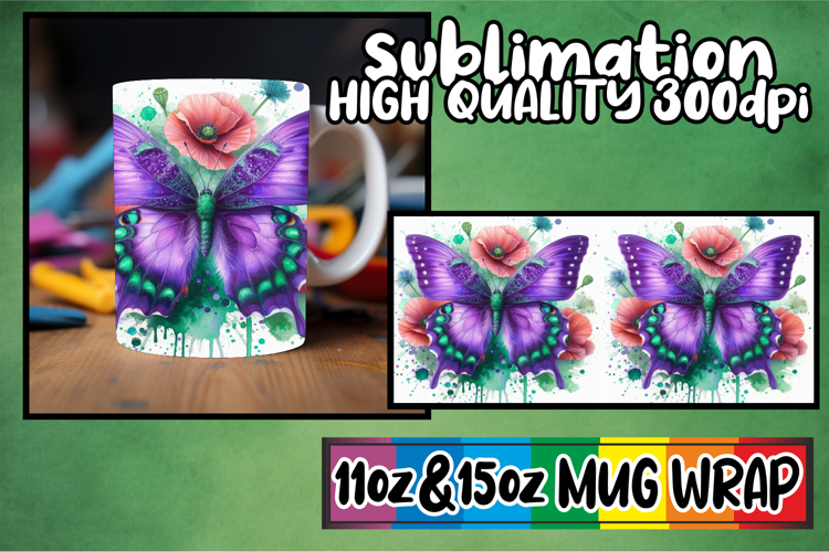 Wholesome escapes 11oz 15oz sublimation wrap, Butterfly