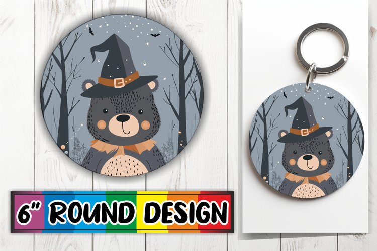 Fall Boho Animal Round Design Halloween PNG Keychain